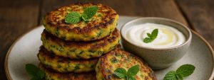 Galettes de courgettes, ricotta et menthe fraîche