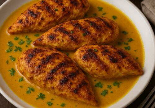 poulet mariné au lait de coco et épices