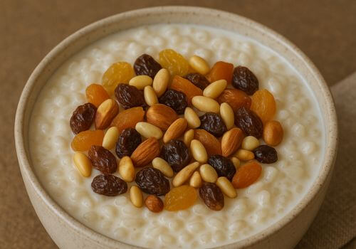 riz au lait de coco avec fruits secs