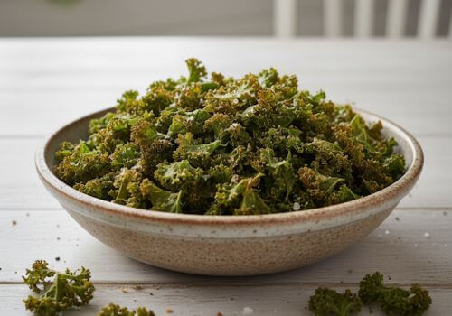 Bol rempli de chips de chou kale
