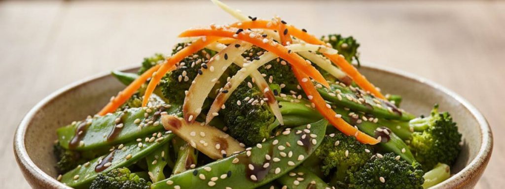 Poêlée de Brocolis et Pois Gourmands au Sésame