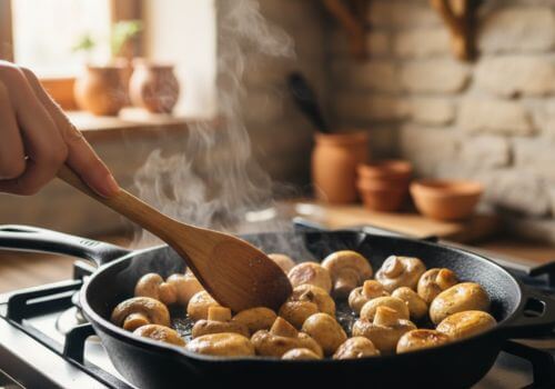 Champignons dorés à la poêle