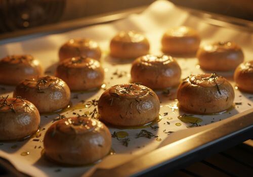 Champignons rôtis au four avec huile d’olive