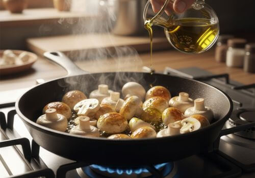 Cuisson des champignons de Paris à la poêle