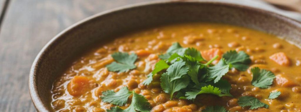 Curry de lentilles corail, carottes et lait de coco