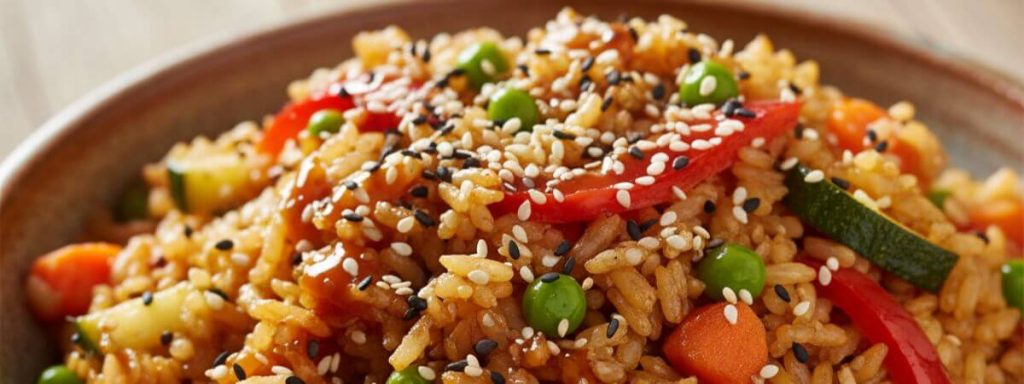 Riz sauté aux légumes croquants et sauce tamari
